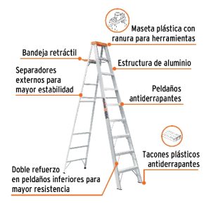 ESCALERA DE TIJERA TIPO II DE 8 PELDAÑOS