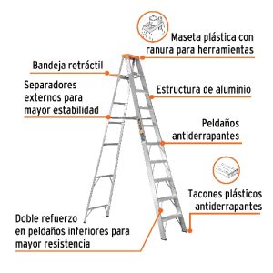 ESCALERA DE TIJERA TIPO II DE 9 PELDAÑOS