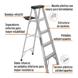 ESCALERA DE TIJERA TIPO III DE 4 PELDAÑOS