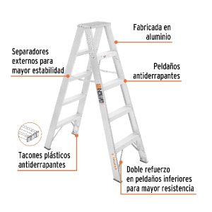 ESCALERA DE TIJERA DOBLE, 4 PELDAÑOS TIPO II