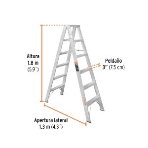ESCALERA DE TIJERA DOBLE, 5 PELDAÑOS TIPO II