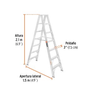 Escalera de tijera doble, tipo II, 6 escalones