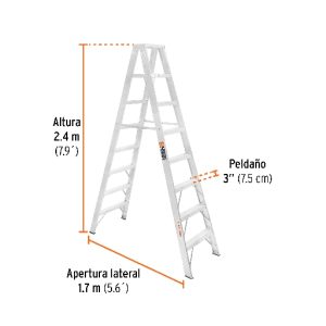 ESCALERA DE TIJERA DOBLE, 7 PELDAÑOS  TIPO II