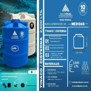 CISTERNA TRICAPA MOLDYPLAS DE 2,500 LTS